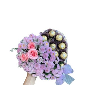 Caixa de madeira personalizada | Formato de coração + Ferrero Rocher