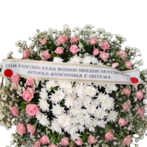 Coroa de Flores Rosas e Brancas