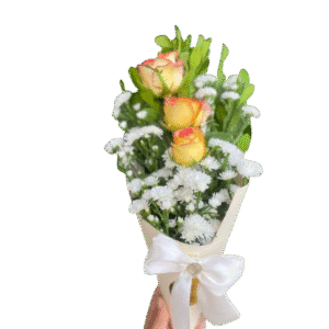 Cone de Flores | Laço Branco